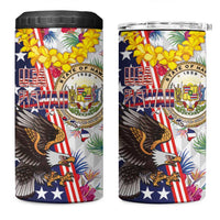 Hawaii and United States Together 4 in 1 Can Cooler Tumbler Seal of Hawaii and Bald Eagle - Wonder Print Shop