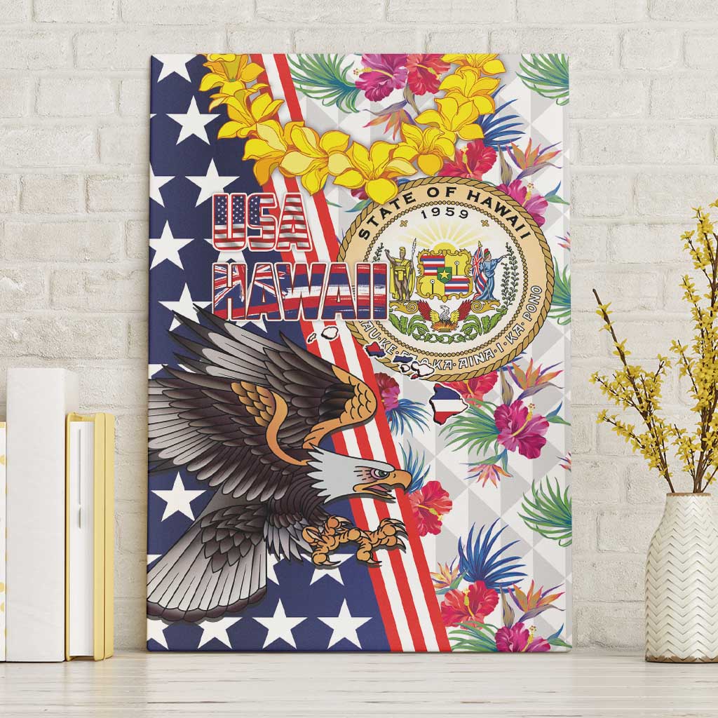 Hawaii and United States Together Canvas Wall Art Seal of Hawaii and Bald Eagle - Wonder Print Shop