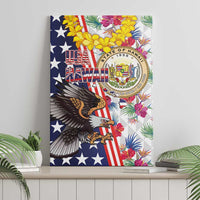 Hawaii and United States Together Canvas Wall Art Seal of Hawaii and Bald Eagle - Wonder Print Shop