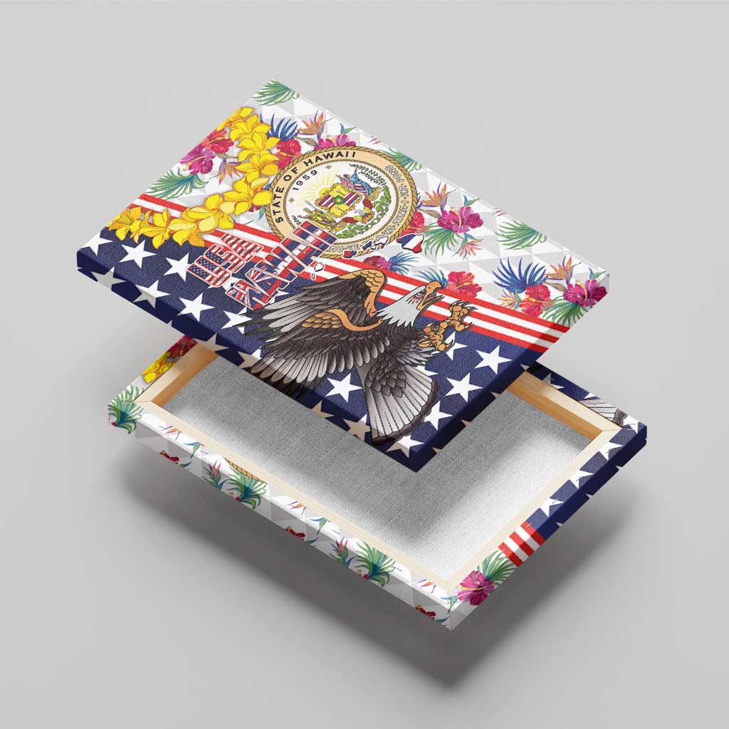 Hawaii and United States Together Canvas Wall Art Seal of Hawaii and Bald Eagle - Wonder Print Shop