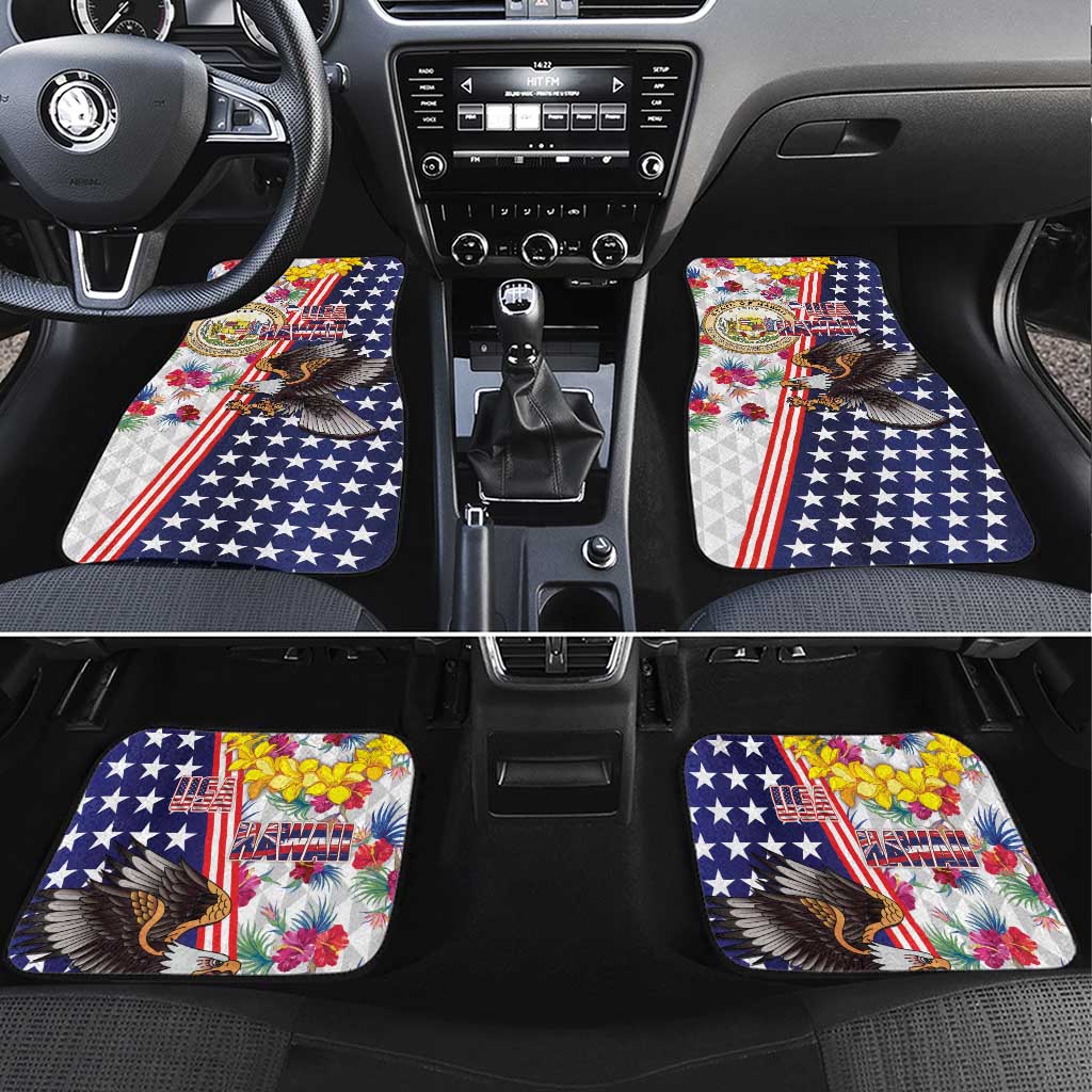Hawaii and United States Together Car Mats Seal of Hawaii and Bald Eagle - Wonder Print Shop