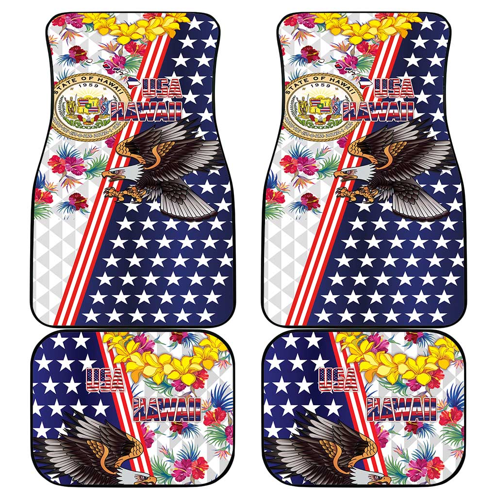 Hawaii and United States Together Car Mats Seal of Hawaii and Bald Eagle - Wonder Print Shop