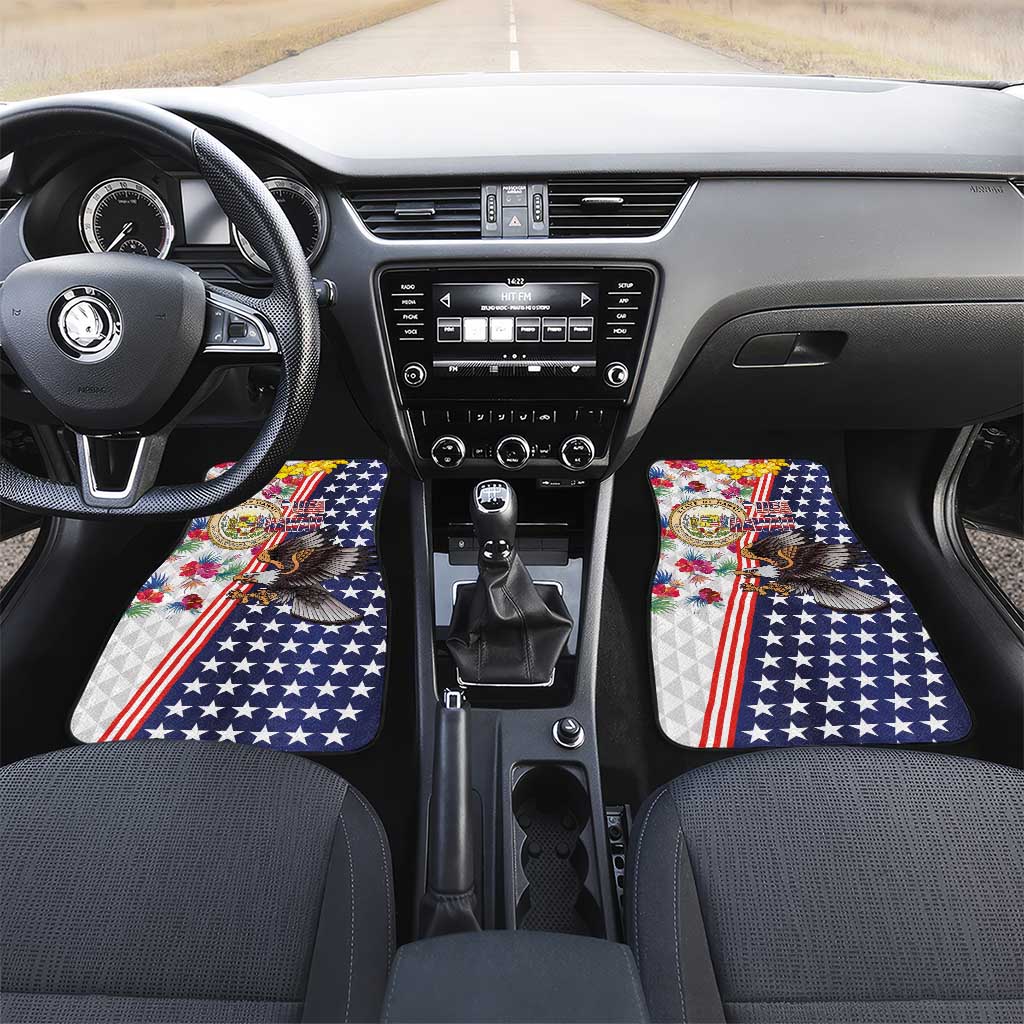 Hawaii and United States Together Car Mats Seal of Hawaii and Bald Eagle - Wonder Print Shop