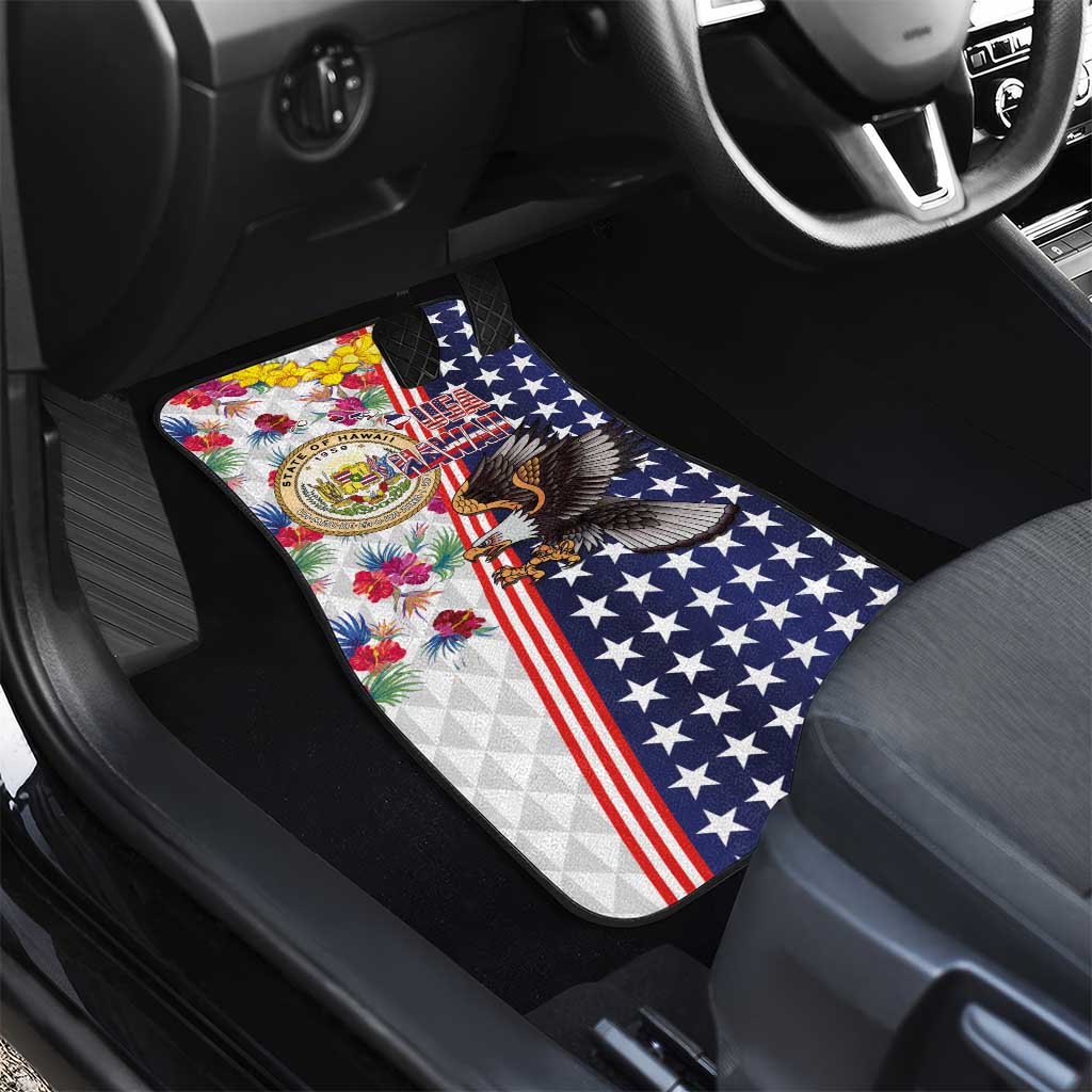 Hawaii and United States Together Car Mats Seal of Hawaii and Bald Eagle - Wonder Print Shop