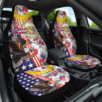 Hawaii and United States Together Car Seat Cover Seal of Hawaii and Bald Eagle - Wonder Print Shop