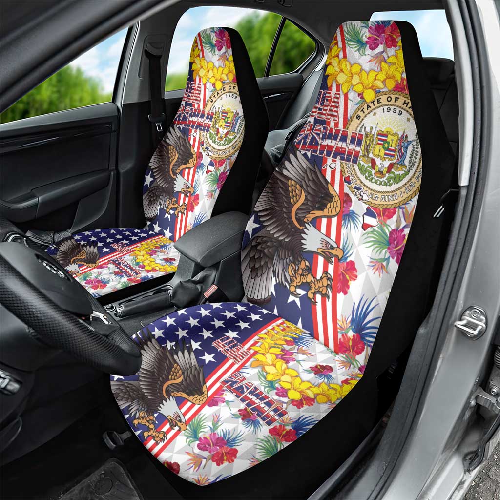 Hawaii and United States Together Car Seat Cover Seal of Hawaii and Bald Eagle - Wonder Print Shop
