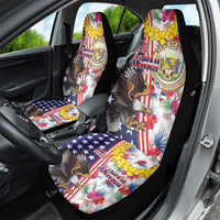 Hawaii and United States Together Car Seat Cover Seal of Hawaii and Bald Eagle - Wonder Print Shop