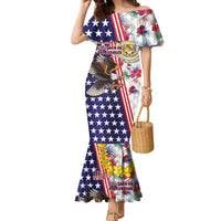 Hawaii and United States Together Family Matching Mermaid Dress and Hawaiian Shirt Seal of Hawaii and Bald Eagle - Wonder Print Shop