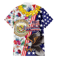 Hawaii and United States Together Family Matching Off The Shoulder Long Sleeve Dress and Hawaiian Shirt Seal of Hawaii and Bald Eagle - Wonder Print Shop