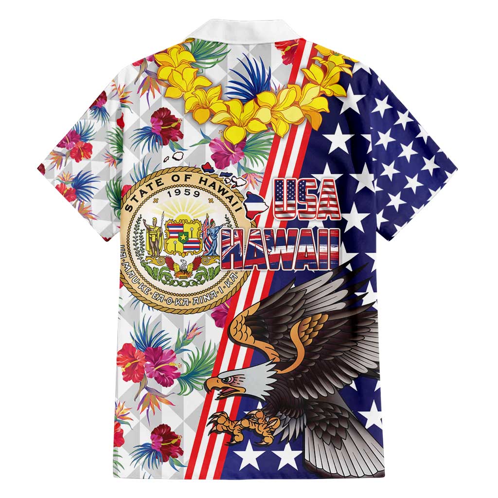 Hawaii and United States Together Family Matching Off Shoulder Maxi Dress and Hawaiian Shirt Seal of Hawaii and Bald Eagle - Wonder Print Shop