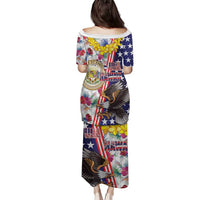 Hawaii and United States Together Family Matching Puletasi and Hawaiian Shirt Seal of Hawaii and Bald Eagle - Wonder Print Shop