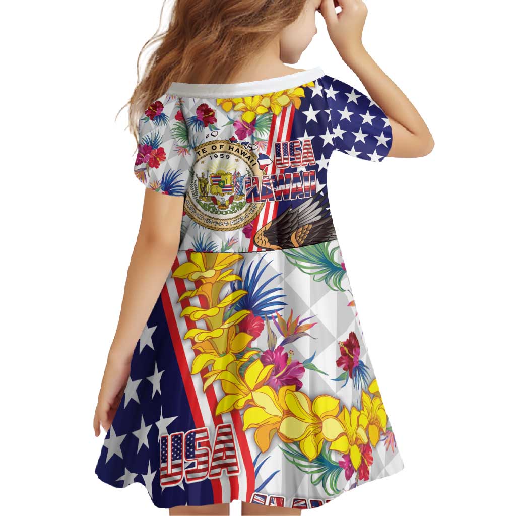 Hawaii and United States Together Family Matching Tank Maxi Dress and Hawaiian Shirt Seal of Hawaii and Bald Eagle - Wonder Print Shop