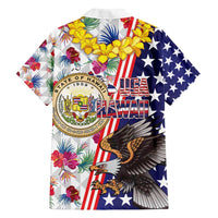 Hawaii and United States Together Family Matching Tank Maxi Dress and Hawaiian Shirt Seal of Hawaii and Bald Eagle - Wonder Print Shop