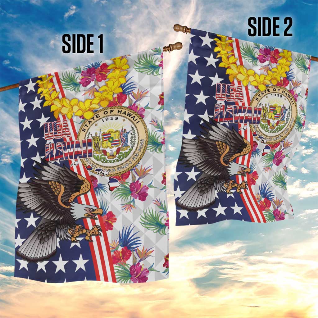Hawaii and United States Together Garden Flag Seal of Hawaii and Bald Eagle - Wonder Print Shop