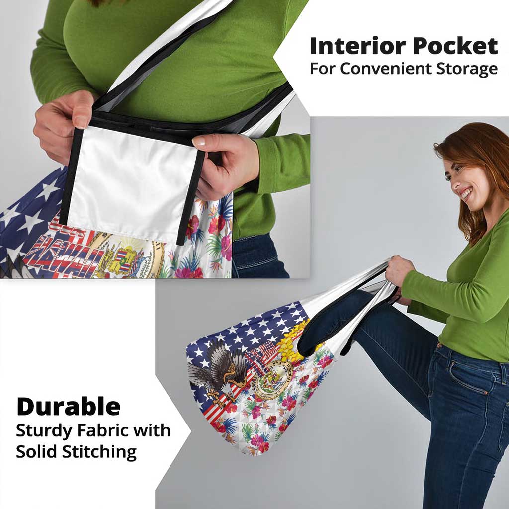 Hawaii and United States Together Grocery Bag Seal of Hawaii and Bald Eagle - Wonder Print Shop