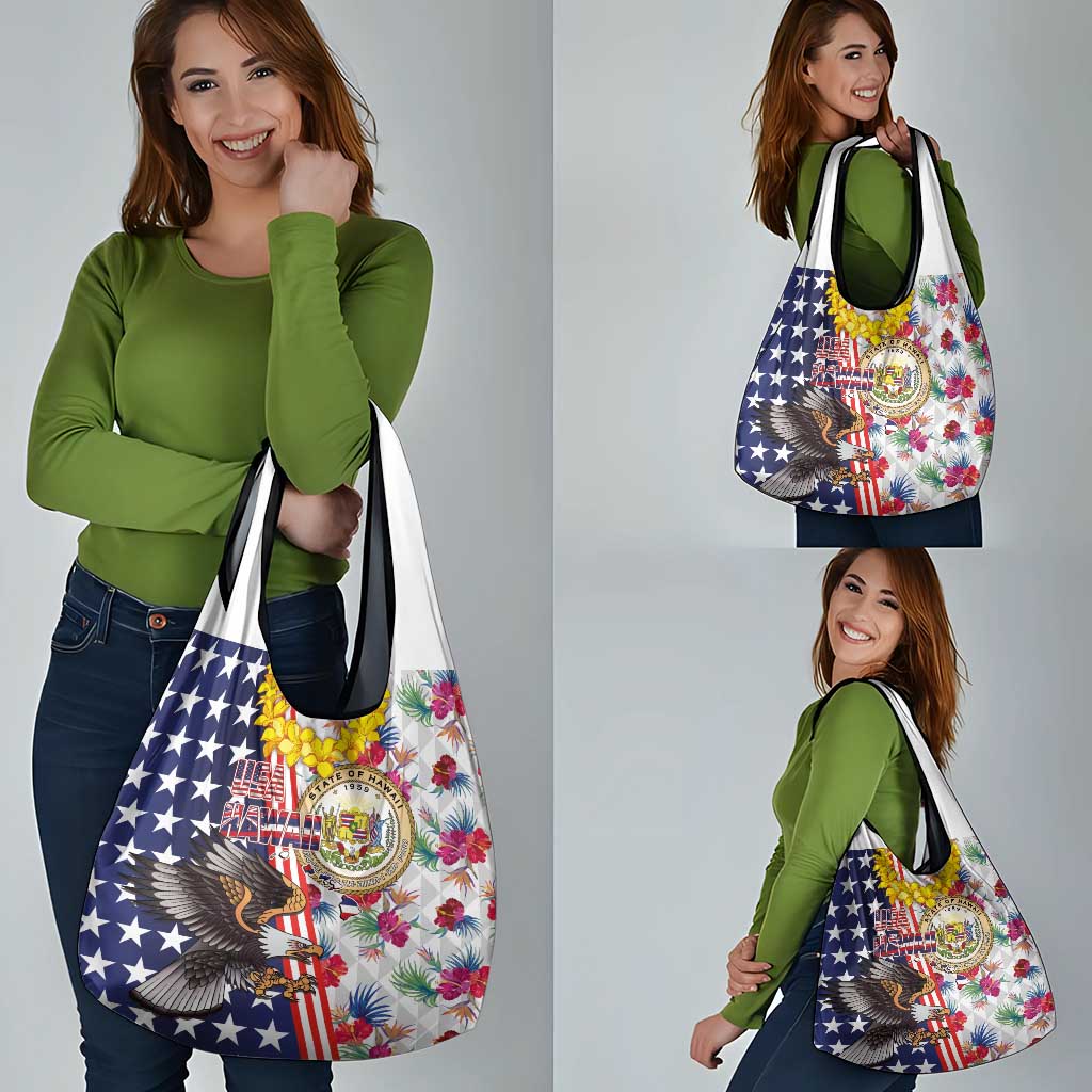 Hawaii and United States Together Grocery Bag Seal of Hawaii and Bald Eagle - Wonder Print Shop