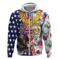 Hawaii and United States Together Hoodie Seal of Hawaii and Bald Eagle - Wonder Print Shop