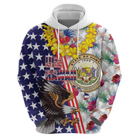 Hawaii and United States Together Hoodie Seal of Hawaii and Bald Eagle - Wonder Print Shop
