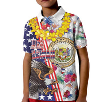 Hawaii and United States Together Kid Polo Shirt Seal of Hawaii and Bald Eagle - Wonder Print Shop