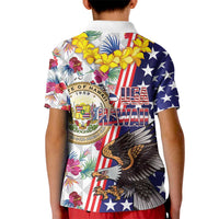 Hawaii and United States Together Kid Polo Shirt Seal of Hawaii and Bald Eagle - Wonder Print Shop