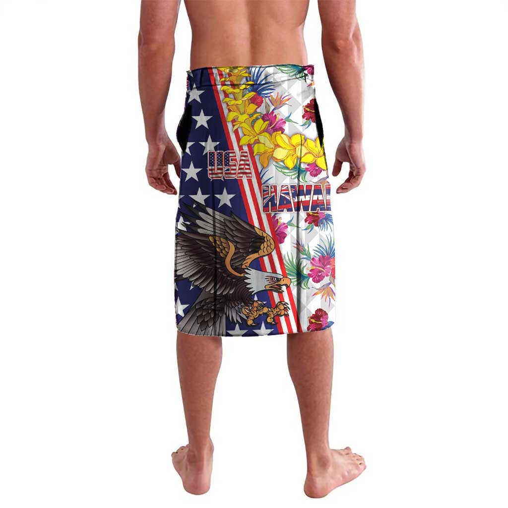 Hawaii and United States Together Lavalava Seal of Hawaii and Bald Eagle - Wonder Print Shop
