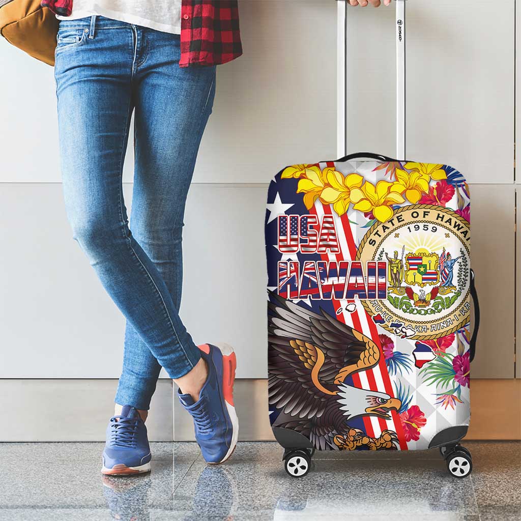 Hawaii and United States Together Luggage Cover Seal of Hawaii and Bald Eagle - Wonder Print Shop