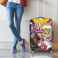 Hawaii and United States Together Luggage Cover Seal of Hawaii and Bald Eagle - Wonder Print Shop