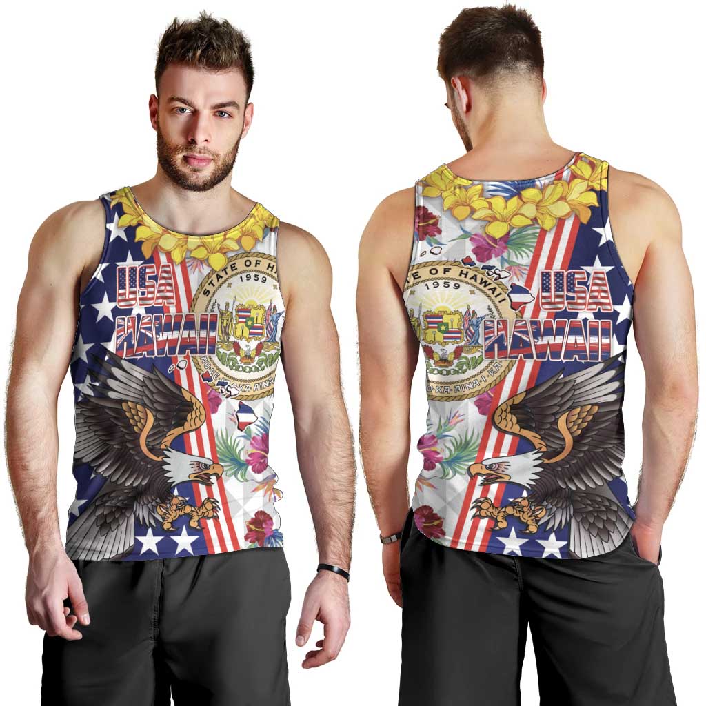 Hawaii and United States Together Men Tank Top Seal of Hawaii and Bald Eagle - Wonder Print Shop