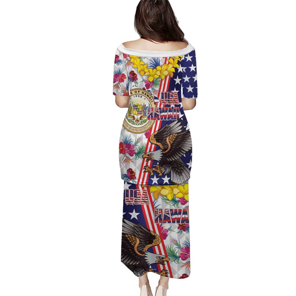 Hawaii and United States Together Puletasi Seal of Hawaii and Bald Eagle - Wonder Print Shop