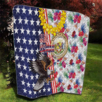 Hawaii and United States Together Quilt Seal of Hawaii and Bald Eagle - Wonder Print Shop