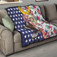 Hawaii and United States Together Quilt Seal of Hawaii and Bald Eagle - Wonder Print Shop