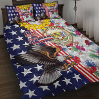 Hawaii and United States Together Quilt Bed Set Seal of Hawaii and Bald Eagle - Wonder Print Shop
