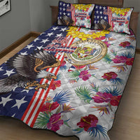 Hawaii and United States Together Quilt Bed Set Seal of Hawaii and Bald Eagle - Wonder Print Shop