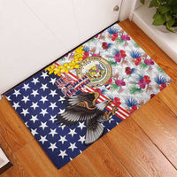 Hawaii and United States Together Rubber Doormat Seal of Hawaii and Bald Eagle - Wonder Print Shop