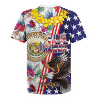Hawaii and United States Together Rugby Jersey Seal of Hawaii and Bald Eagle - Wonder Print Shop