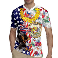 Hawaii and United States Together Rugby Jersey Seal of Hawaii and Bald Eagle - Wonder Print Shop