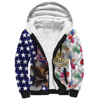 Hawaii and United States Together Sherpa Hoodie Seal of Hawaii and Bald Eagle - Wonder Print Shop