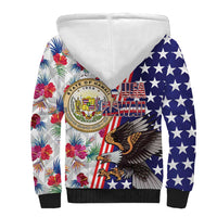 Hawaii and United States Together Sherpa Hoodie Seal of Hawaii and Bald Eagle - Wonder Print Shop