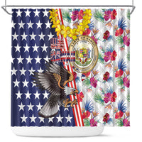 Hawaii and United States Together Shower Curtain Seal of Hawaii and Bald Eagle - Wonder Print Shop