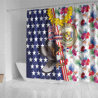 Hawaii and United States Together Shower Curtain Seal of Hawaii and Bald Eagle - Wonder Print Shop