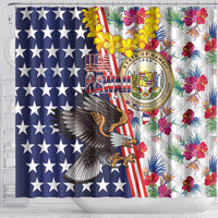 Hawaii and United States Together Shower Curtain Seal of Hawaii and Bald Eagle - Wonder Print Shop
