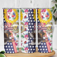 Hawaii and United States Together Skinny Tumbler Seal of Hawaii and Bald Eagle - Wonder Print Shop
