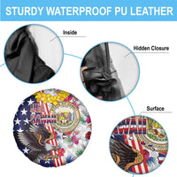 Hawaii and United States Together Spare Tire Cover Seal of Hawaii and Bald Eagle - Wonder Print Shop