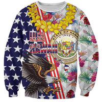 Hawaii and United States Together Sweatshirt Seal of Hawaii and Bald Eagle - Wonder Print Shop