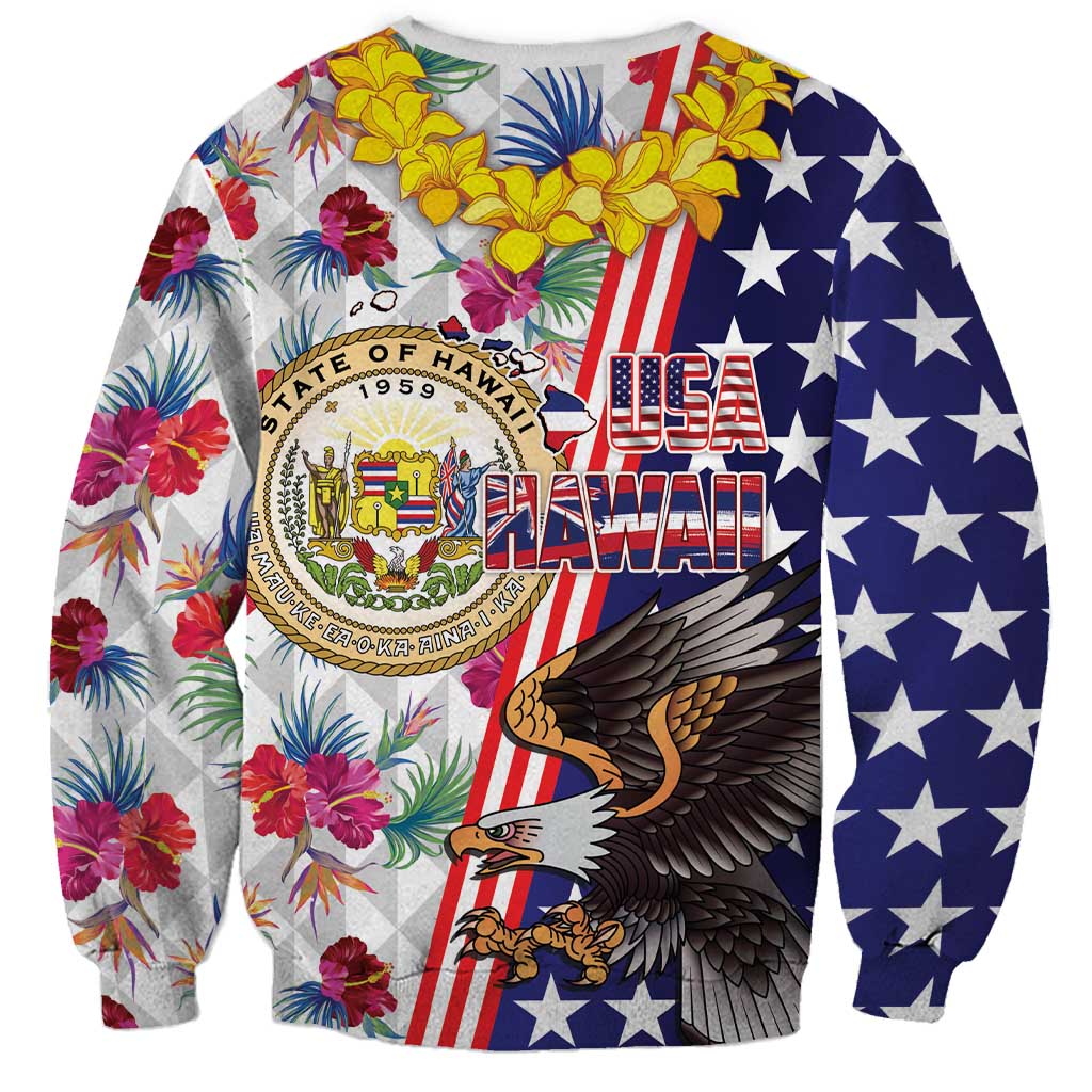 Hawaii and United States Together Sweatshirt Seal of Hawaii and Bald Eagle - Wonder Print Shop