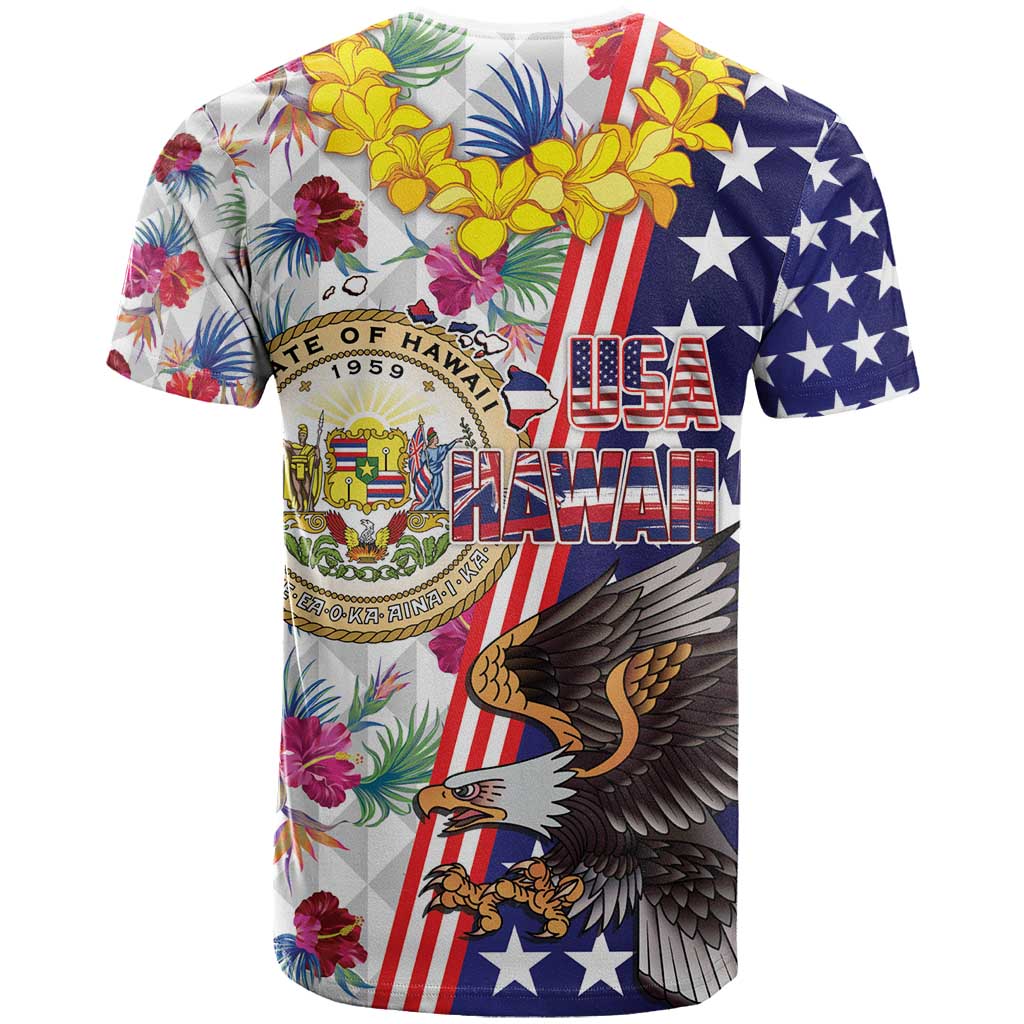 Hawaii and United States Together T Shirt Seal of Hawaii and Bald Eagle - Wonder Print Shop