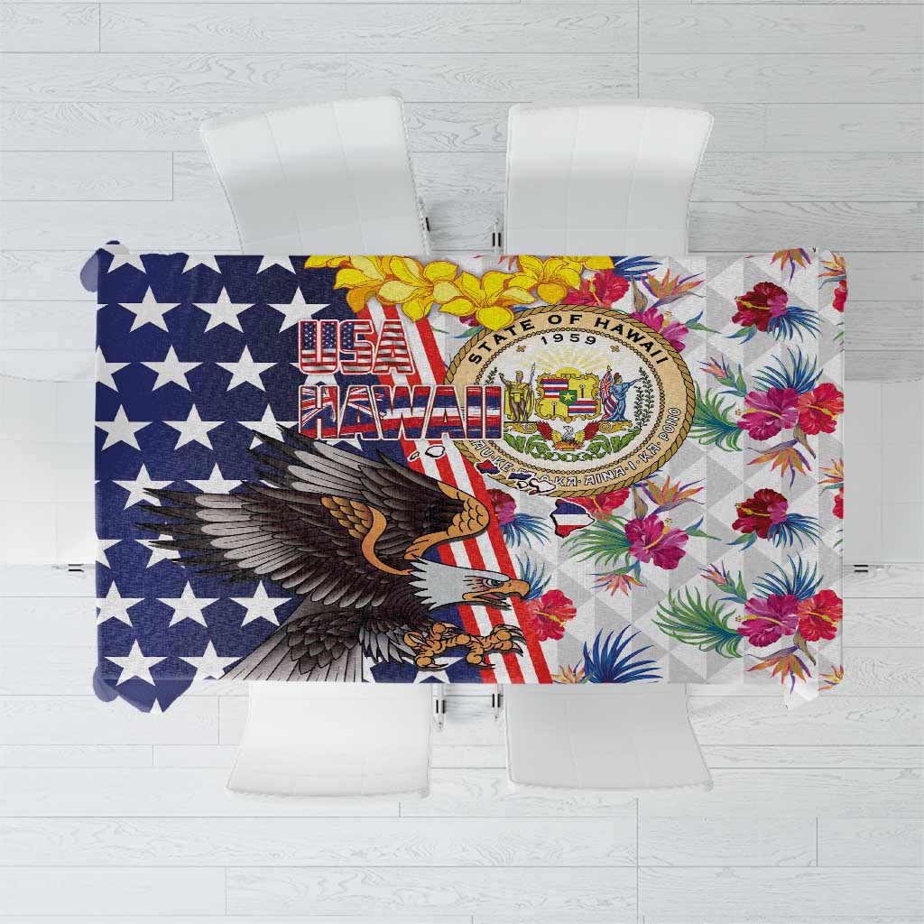 Hawaii and United States Together Tablecloth Seal of Hawaii and Bald Eagle - Wonder Print Shop