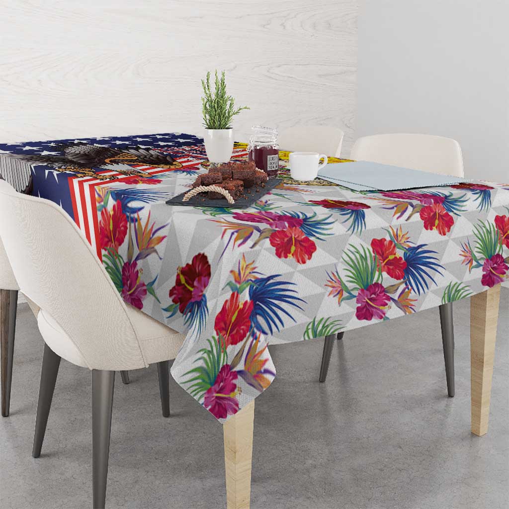 Hawaii and United States Together Tablecloth Seal of Hawaii and Bald Eagle - Wonder Print Shop