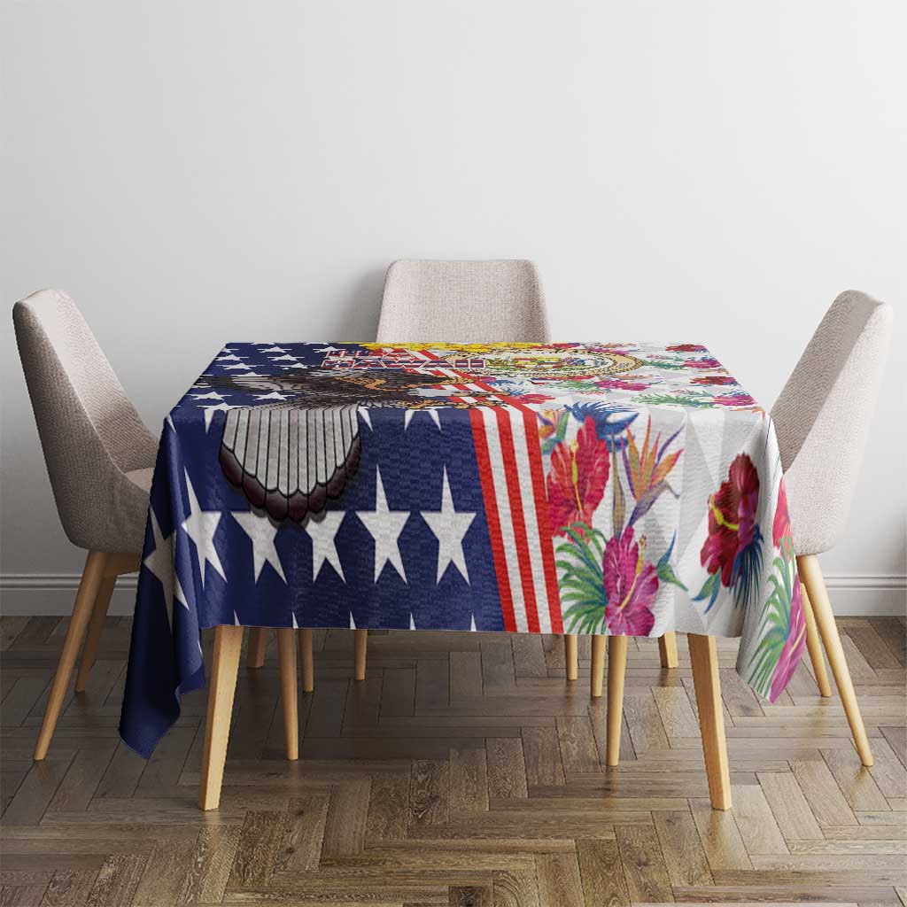 Hawaii and United States Together Tablecloth Seal of Hawaii and Bald Eagle - Wonder Print Shop