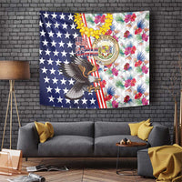 Hawaii and United States Together Tapestry Seal of Hawaii and Bald Eagle - Wonder Print Shop